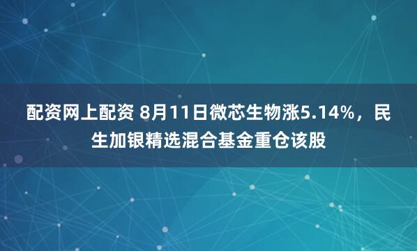 配资网上配资 8月11日微芯生物涨5.14%，民生加银精选混合基金重仓该股